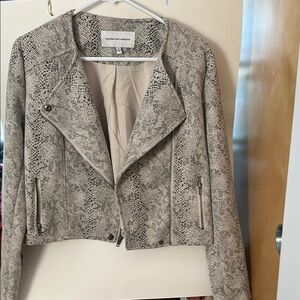 Cupcakes & Cashmere Gray Snake Faux Suede Leather Moto Jacket